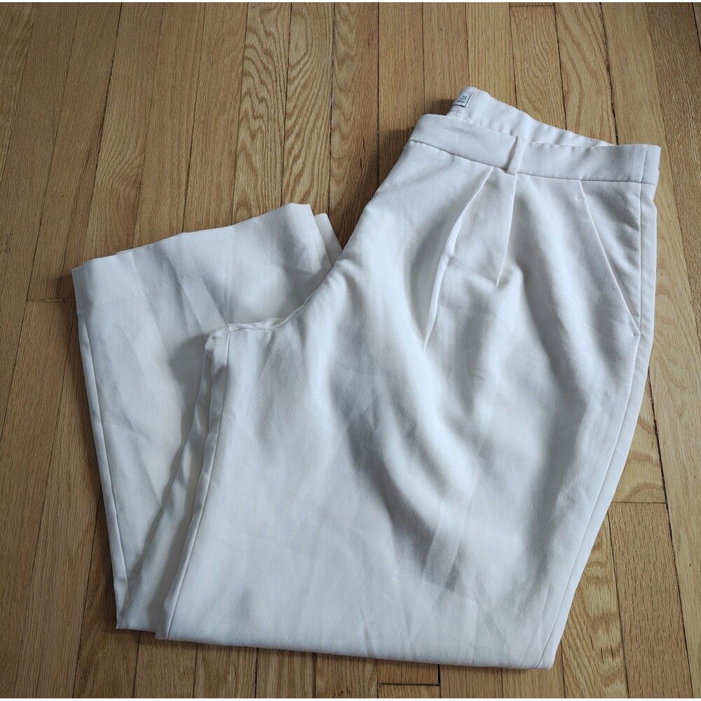 Abercrombie Sloane Tailored Wide Leg Pants Off White Women’s Size 35 High Rise